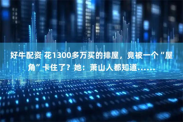 好牛配资 花1300多万买的排屋，竟被一个“屋角”卡住了？她：萧山人都知道……